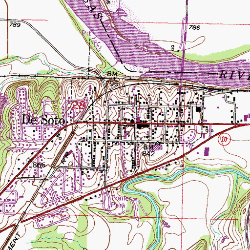 Topographic Map of De Soto Post Office, KS