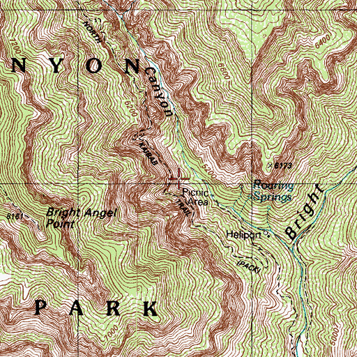 Topographic Map of Roaring Springs Campground, AZ