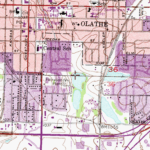 Topographic Map of Waterworks Lake North, KS
