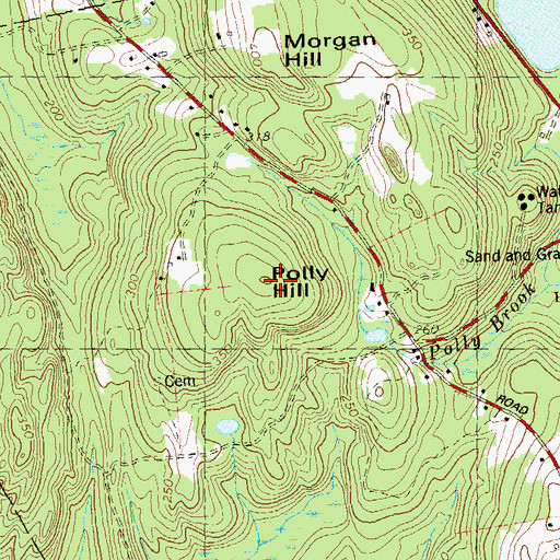 Topographic Map of Polly Hill, CT