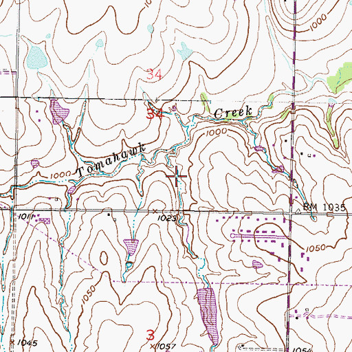 Topographic Map of Amesbury Lake, KS