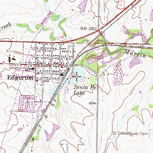 Topographic Map of Edgerton City Lake, KS