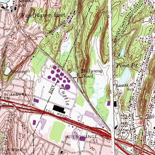Topographic Map of Pollywog Pond, CT