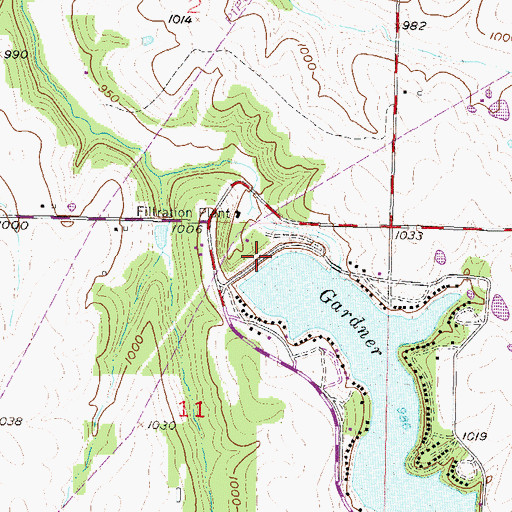 Topographic Map of Gardner City Lake, KS