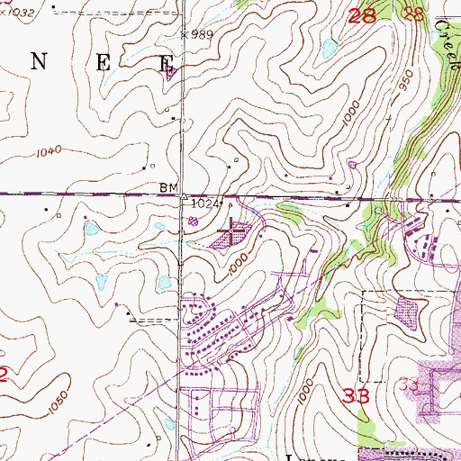 Topographic Map of Lenexa Rose's Pond, KS