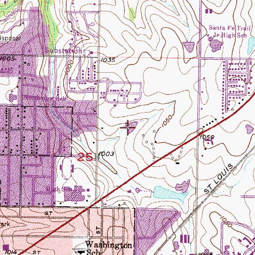 Topographic Map of Mahaffie Farmstead Pond, KS