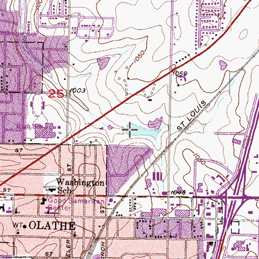 Topographic Map of Olathe Kansas City Road Park Pond, KS