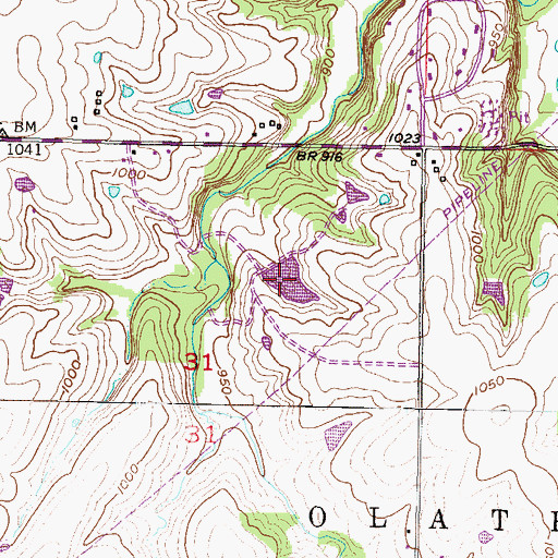Topographic Map of Prairie Center Pond, KS