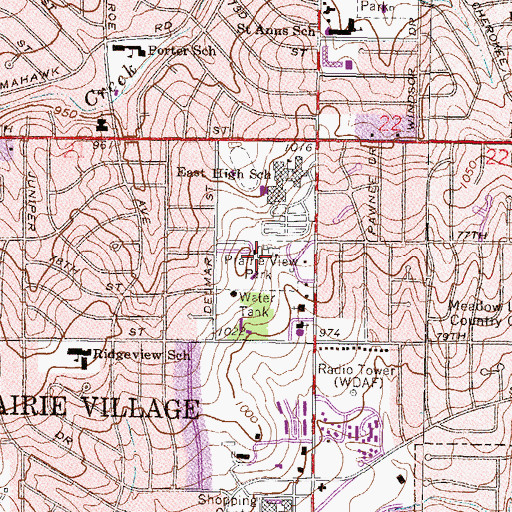 Topographic Map of Austin Harmon Park Pool, KS