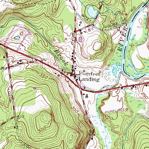 Topographic Map of Pomfret Landing, CT