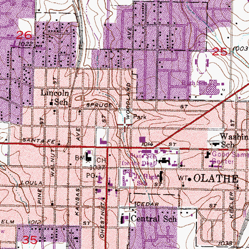 Topographic Map of Mill Creek Park Pool, KS