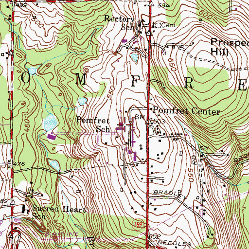 Topographic Map of Pomfret School, CT