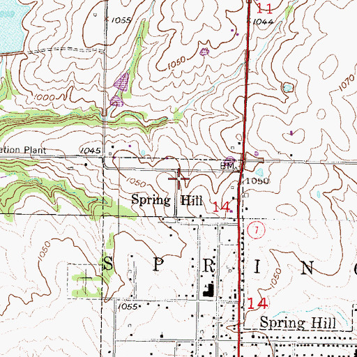 Topographic Map of Spring Hill Pool, KS