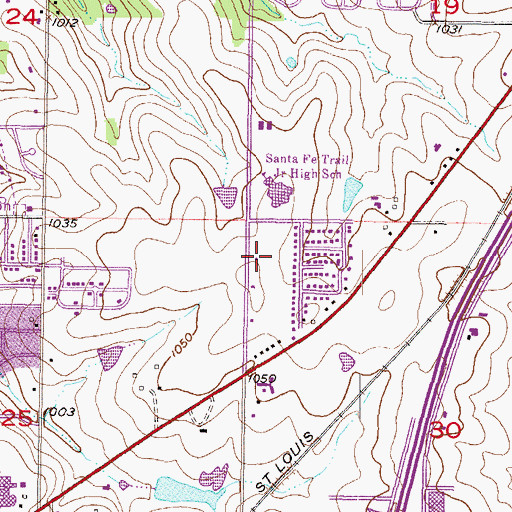 Topographic Map of Two Trails Park, KS