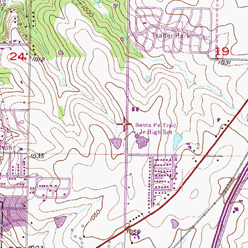 Topographic Map of Washington School Park, KS