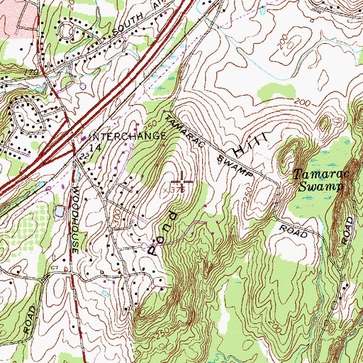 Topographic Map of Pond Hill, CT