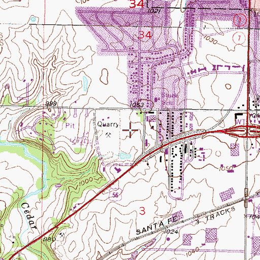 Topographic Map of Oregon Trail Park, KS