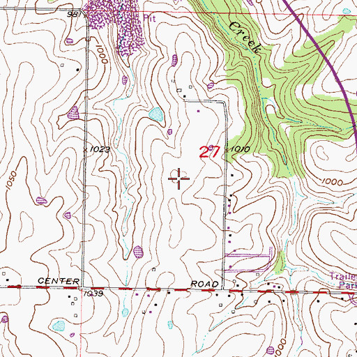 Topographic Map of Prairie Center Park, KS