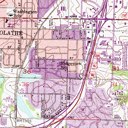 Topographic Map of Ridgeview School Park, KS
