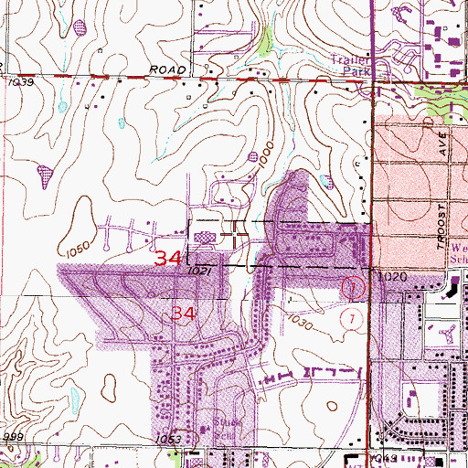 Topographic Map of Rolling Ridge School Park, KS