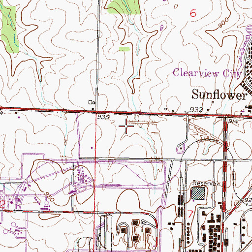 Topographic Map of Sunflower Nature Park, KS