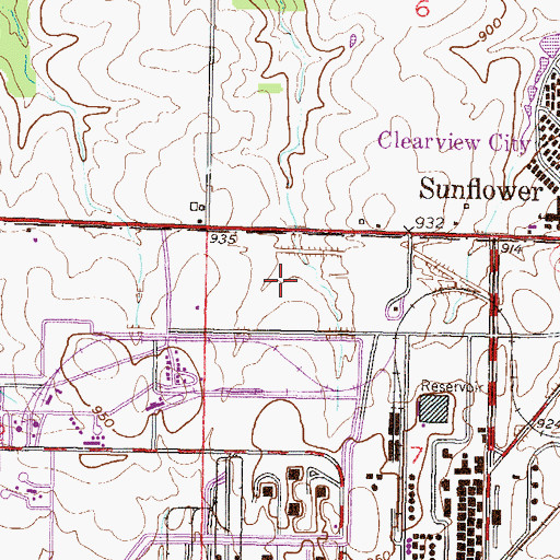 Topographic Map of Sunflower Park, KS