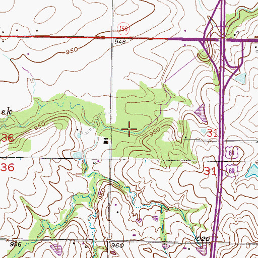 Topographic Map of Nottingham South Park, KS