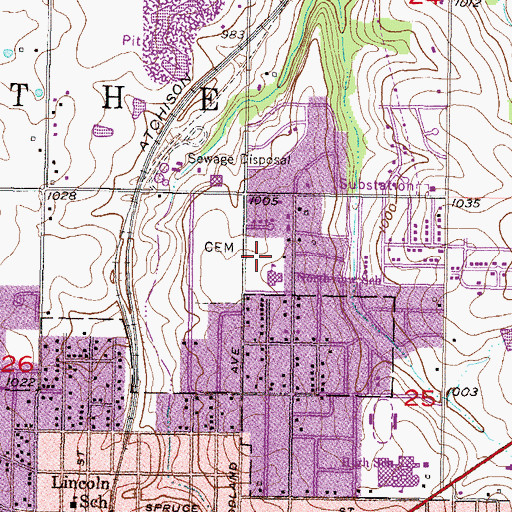 Topographic Map of Northview School Park, KS