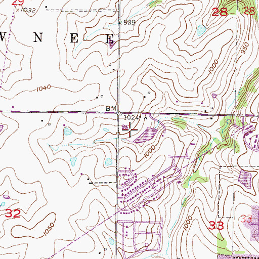Topographic Map of Kickapoo Park, KS
