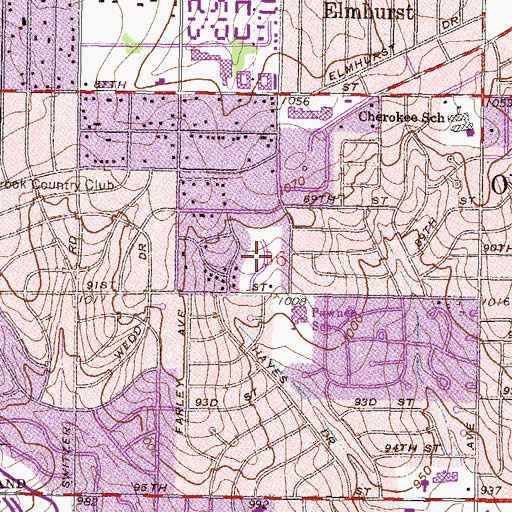 Topographic Map of Louisburg Square Park, KS