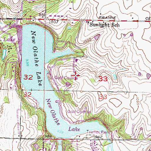 Topographic Map of Lakeside Hills Golf Course, KS