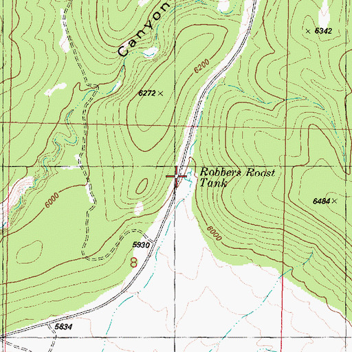 Topographic Map of Robbers Roost Tank, AZ