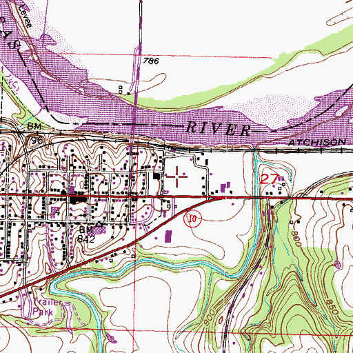 Topographic Map of Miller Memorial Park, KS