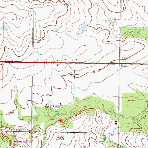 Topographic Map of Miller Woods Recreation Complex, KS