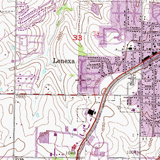 Topographic Map of Mullen Park, KS