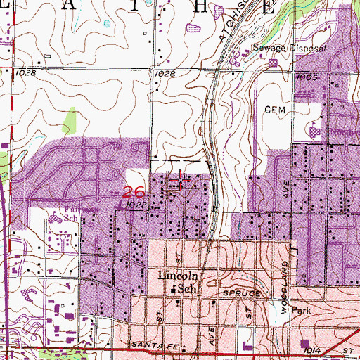Topographic Map of North Walnut Park, KS