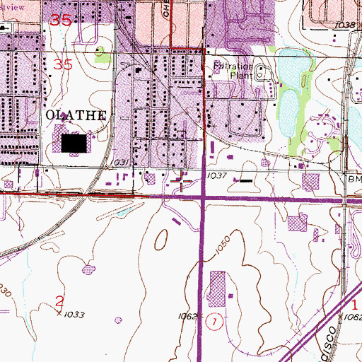 Topographic Map of Naval Air Park, KS