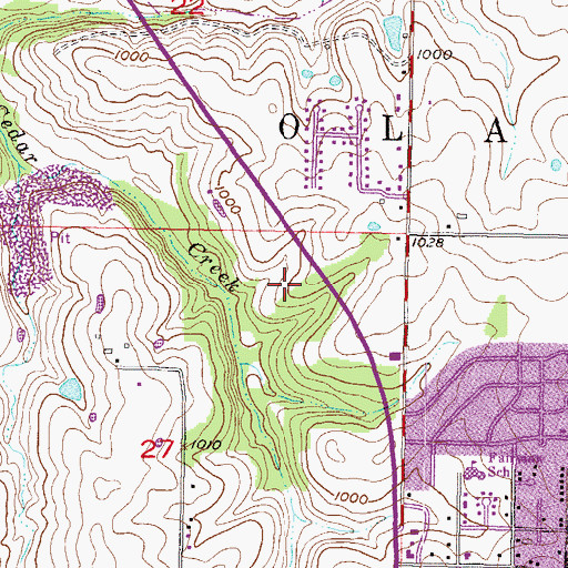 Topographic Map of Ernie Miller Nature Park, KS