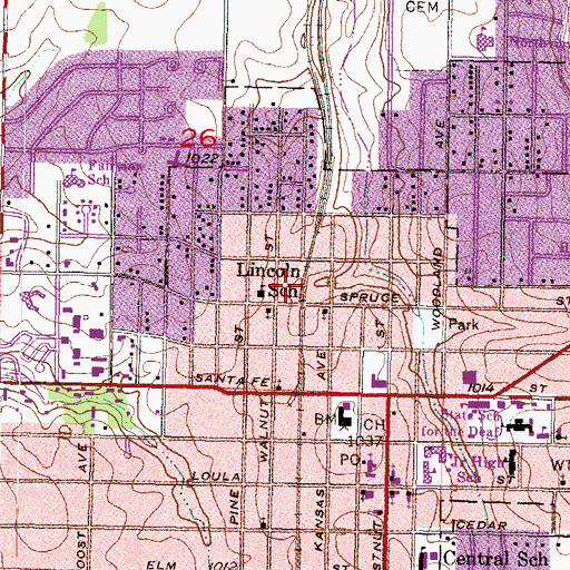 Topographic Map of Fairview Park, KS