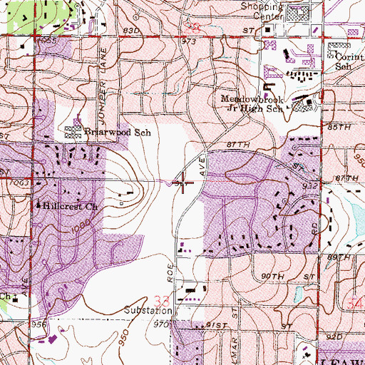 Topographic Map of Franklin Park, KS