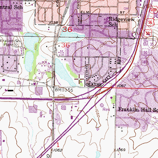 Topographic Map of Frisco Lake Park, KS