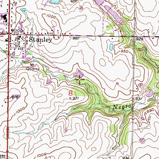 Topographic Map of Green Meadows Park, KS