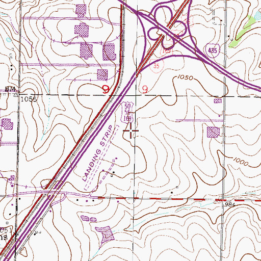 Topographic Map of Green Prairie Park, KS