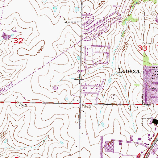 Topographic Map of Harmony Park, KS