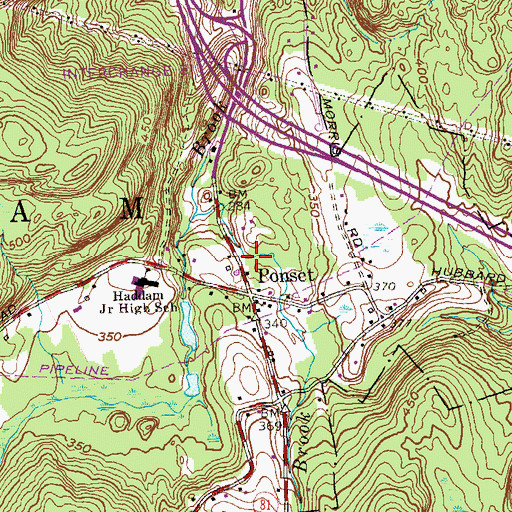 Topographic Map of Ponset, CT