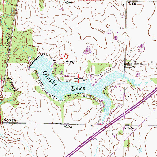 Topographic Map of Cedar Lake Park, KS