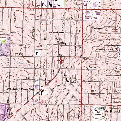 Topographic Map of Clock Tower Plaza Park, KS