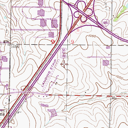 Topographic Map of Cottonwood Park, KS