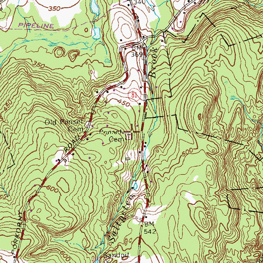 Topographic Map of New Ponset Cemetery, CT