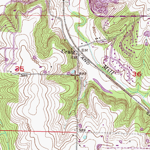 Topographic Map of Craig Crossing Park, KS